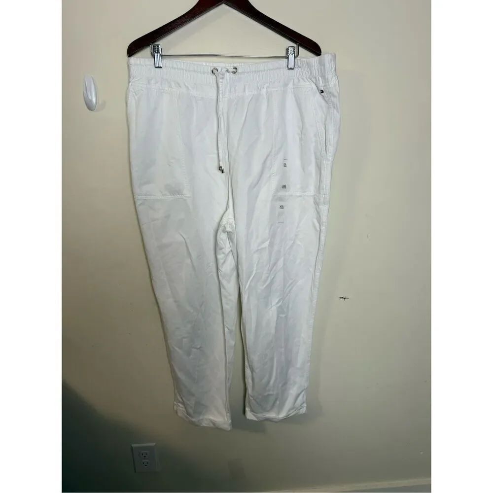 Tommy Hilfiger Women's Cuffed Twill Pants NWT White XXL